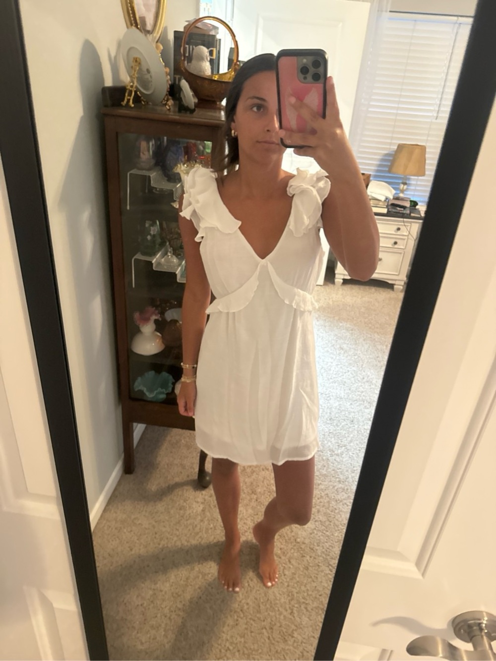 Francesca's Collections White Ruffle Mini Dress